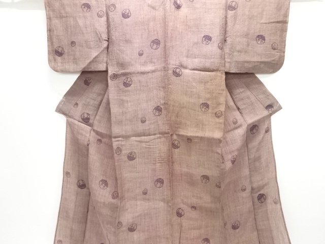 JAPANESE KIMONO / ANTIQUE KIMONO / OJIYA CHIJIMI / WOVEN ABSTRACT FLOWER